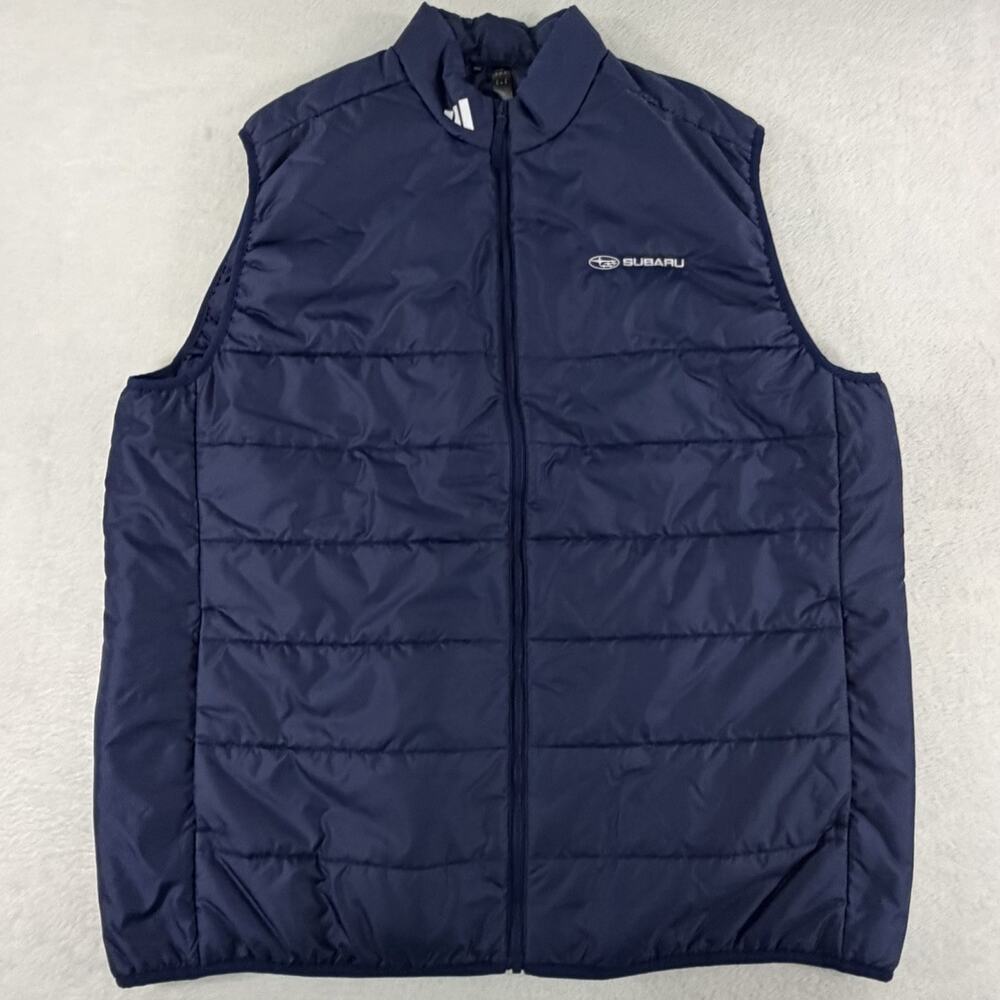 NWOT Adidas Subaru Blue Puffer Vest Mens Size XL